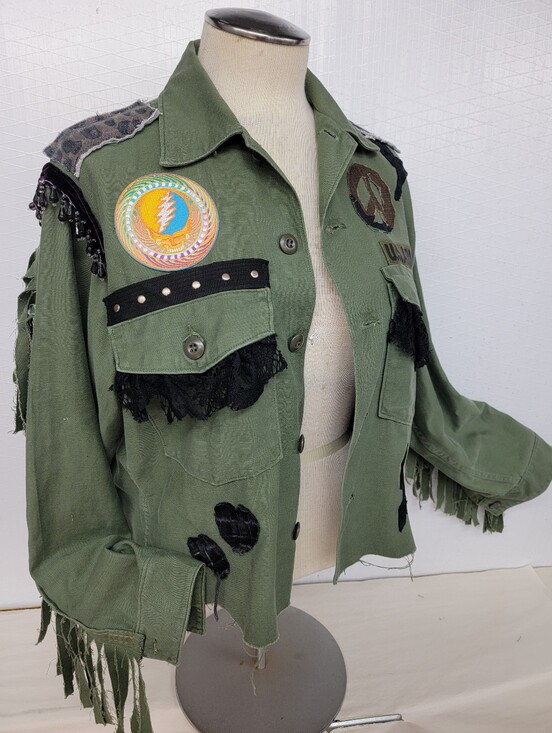 Upcycled Jackets & Blazers - Grateful Dead US Army Military Fringe Jacket - Upcycled